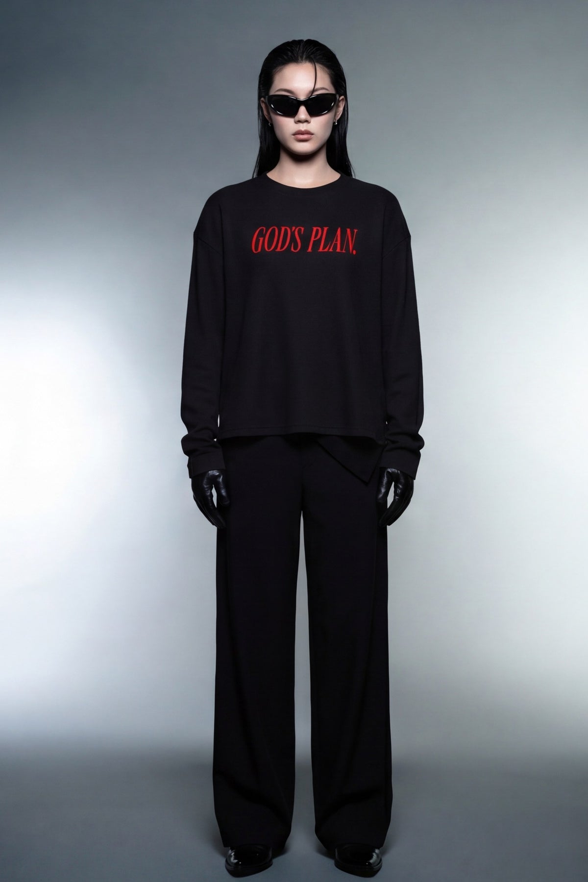 FFS cropped 2:3 | original_media:gid://shopify/MediaImage/30933939978343 | position:5 | Forfksake God's Plan Waffle Long Sleeve Black