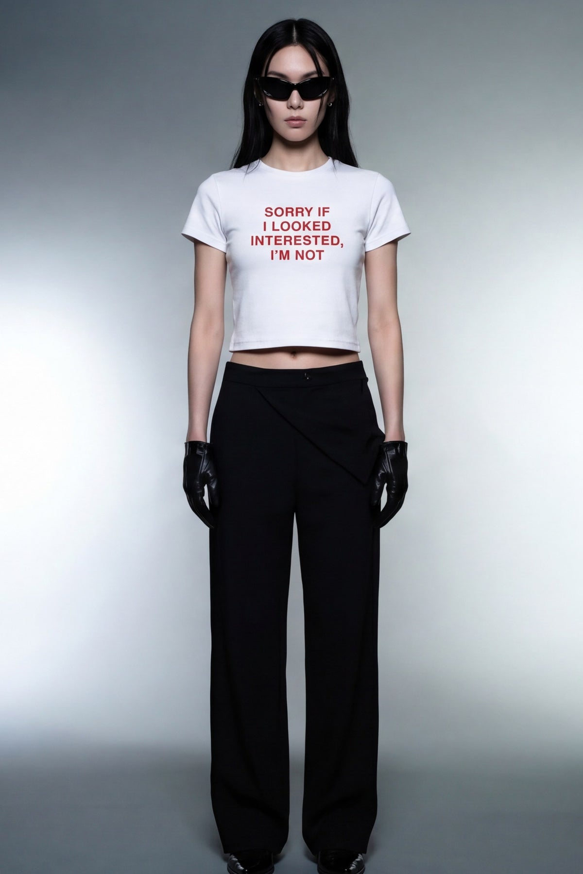 FFS cropped 2:3 | original_media:gid://shopify/MediaImage/30934225584231 | position:5 | Forfksake Sorry If I Looked Interested Baby Tee White