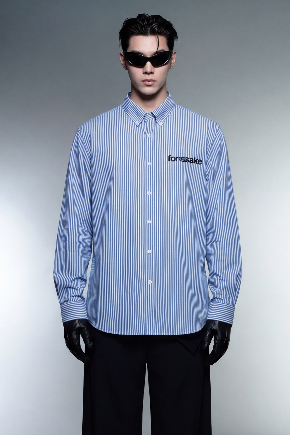 FFS cropped 2:3 | original_media:gid://shopify/MediaImage/30934306685031 | position:5 | Forfksake You Need Money Striped Shirt Blue
