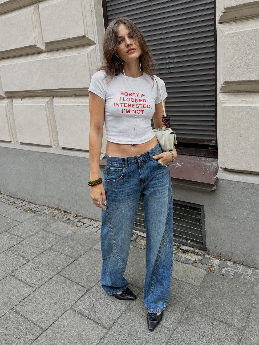 Forfksake Sorry If I Looked Interested Baby Tee White