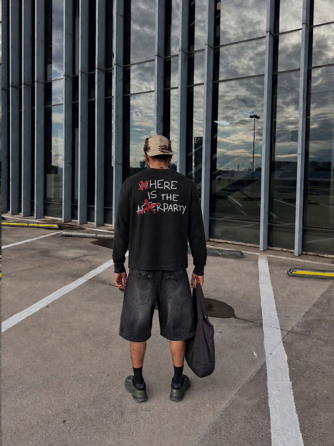 Forfksake Afterparty Scenes Waffle Long Sleeve T-Shirt Black