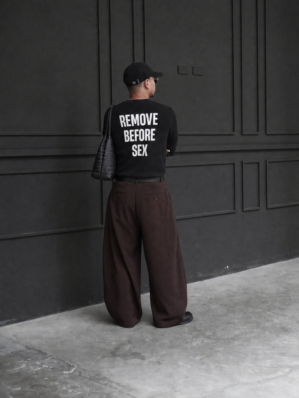 Forfksake Warning Label Waffle Long Sleeve T-Shirt Black