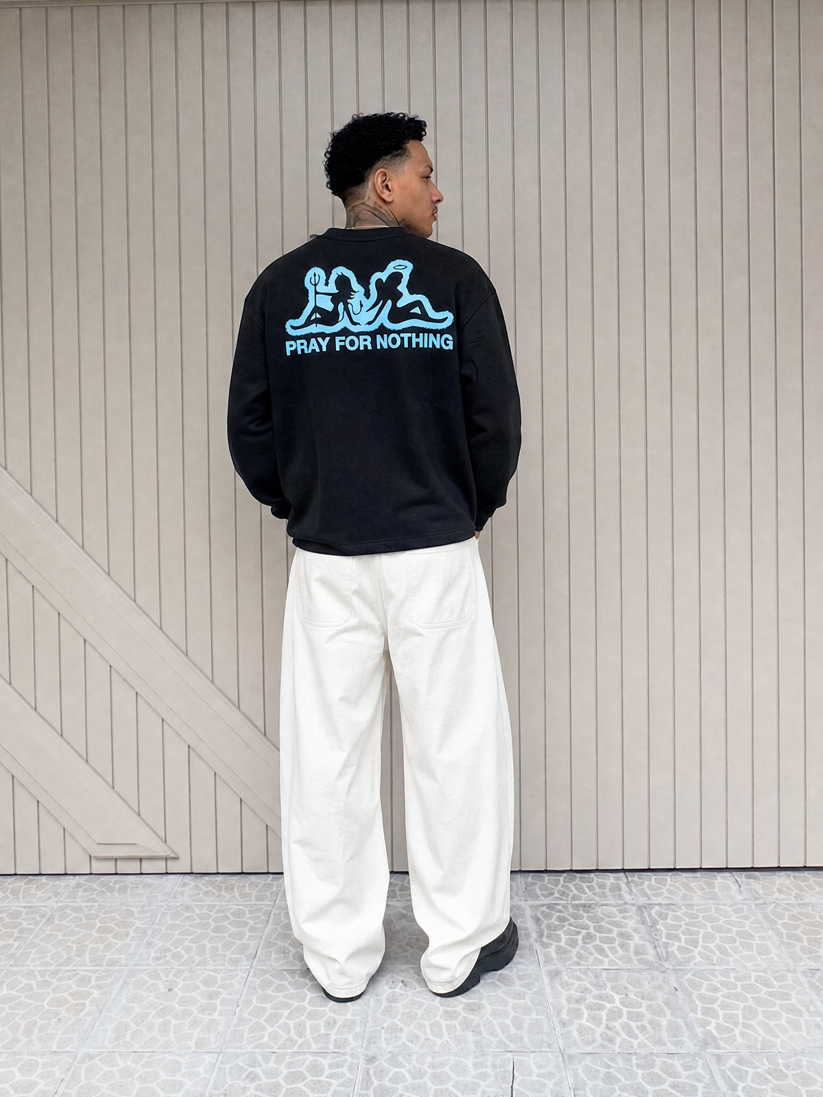 Forfksake Pray For Nothing Waffle Long Sleeve T-Shirt Black