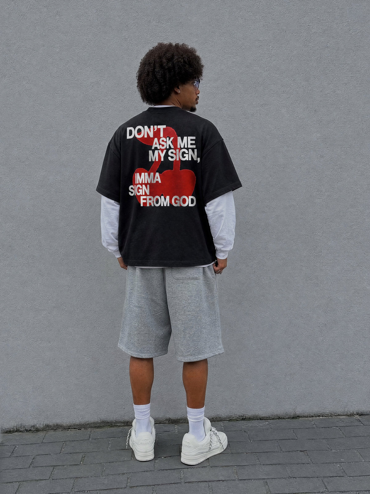 Forfksake God's Sign Double Layered T-Shirt Black