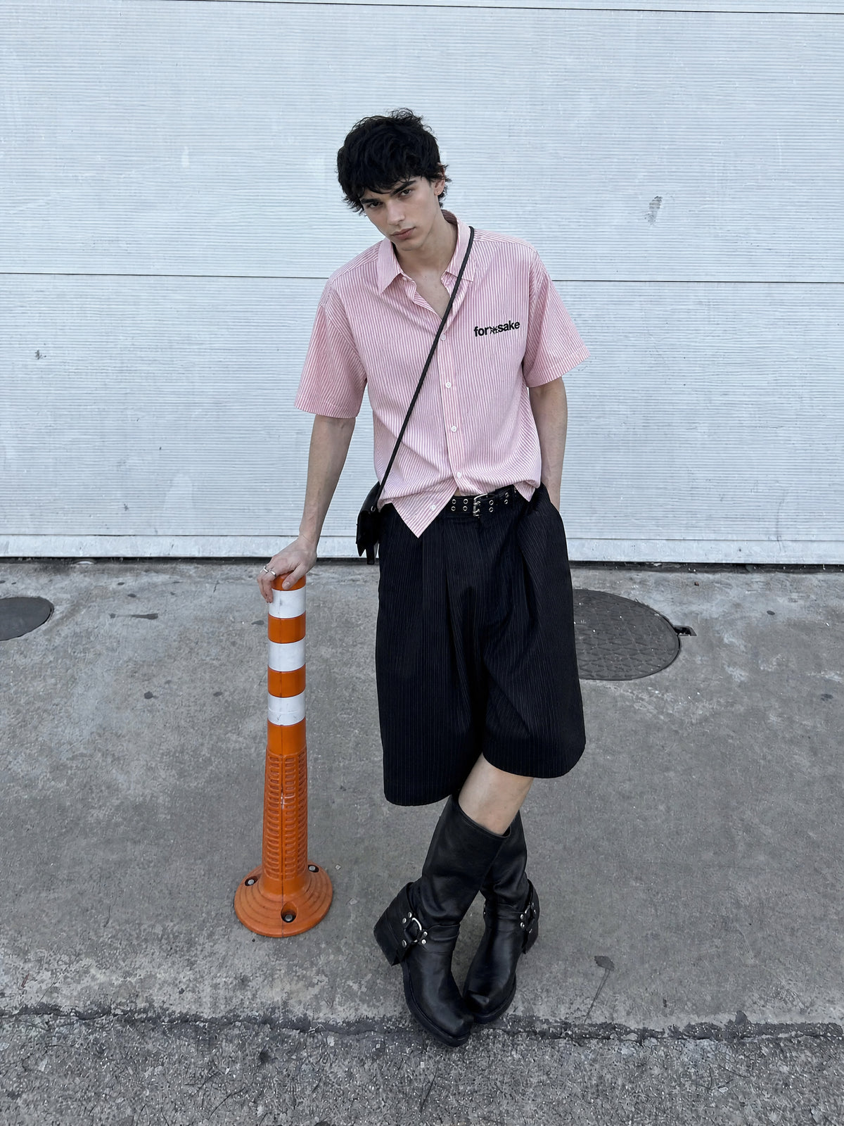 Forfksake Stole It Boxy Fit Pink Striped Shirt