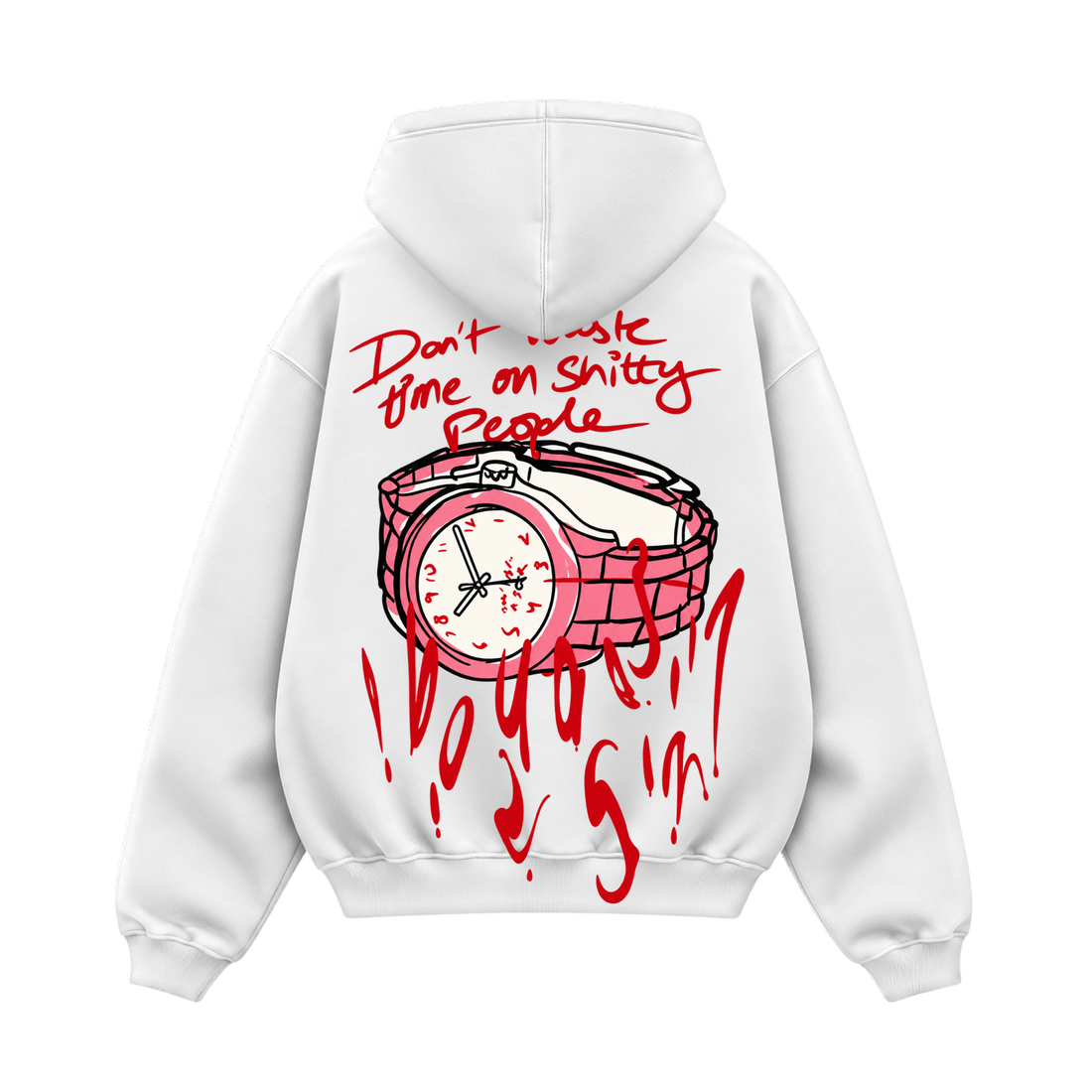Forfksake Don't Waste Time Hoodie White