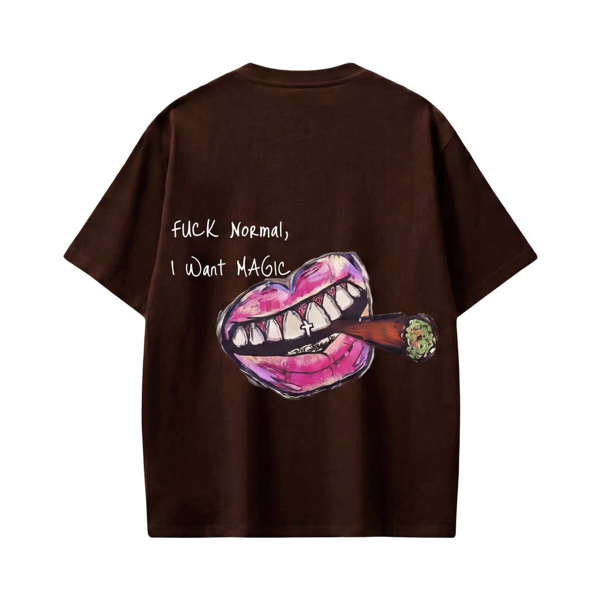 FFS restored original first-two | original_media:gid://shopify/MediaImage/30695038386279 | position:2 | Forfksake Fuck Normal I Want Magic T-Shirt(dark Brown)