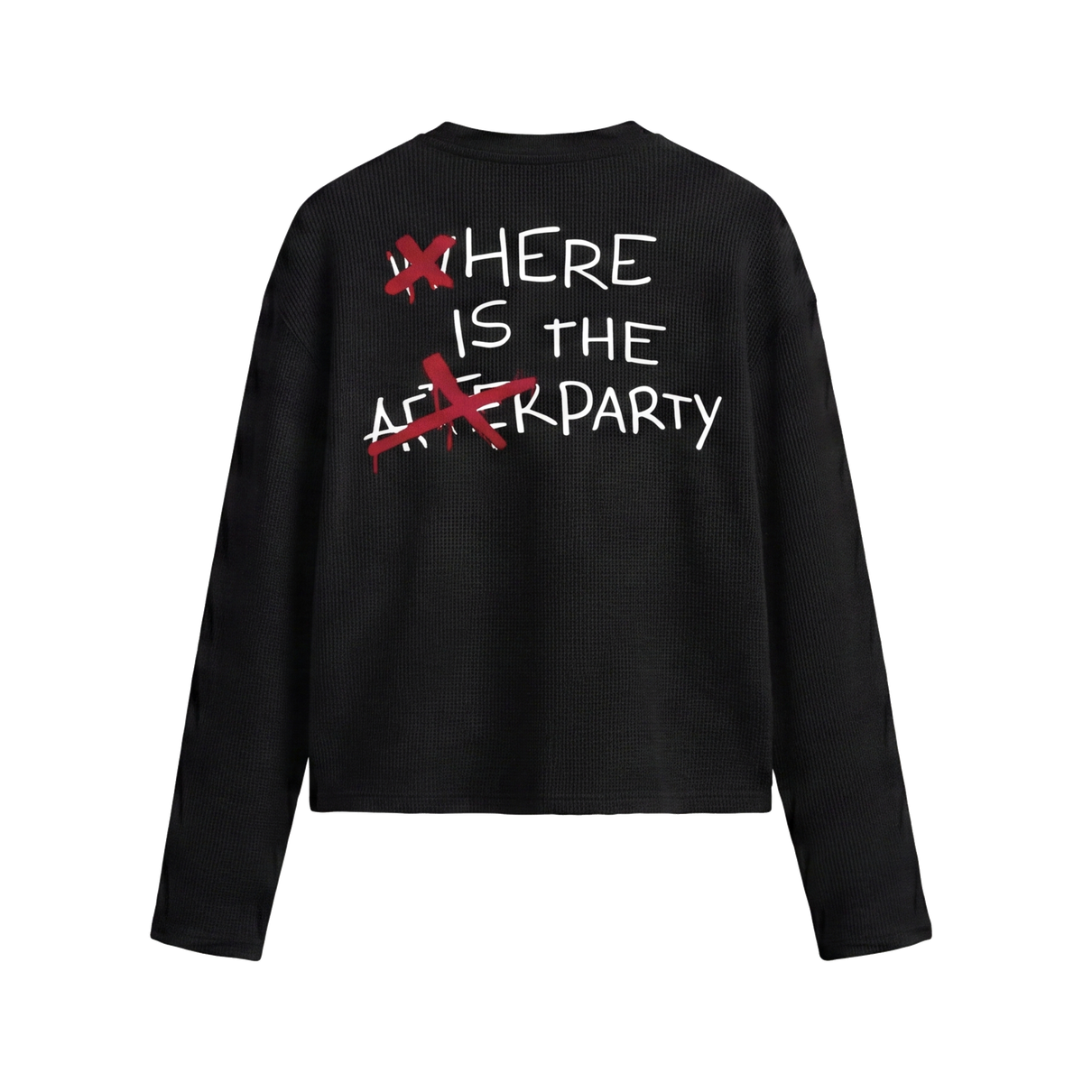 FFS restored original first-two | original_media:gid://shopify/MediaImage/30695166083175 | position:2 | Forfksake Afterparty Scenes Waffle Long Sleeve Black